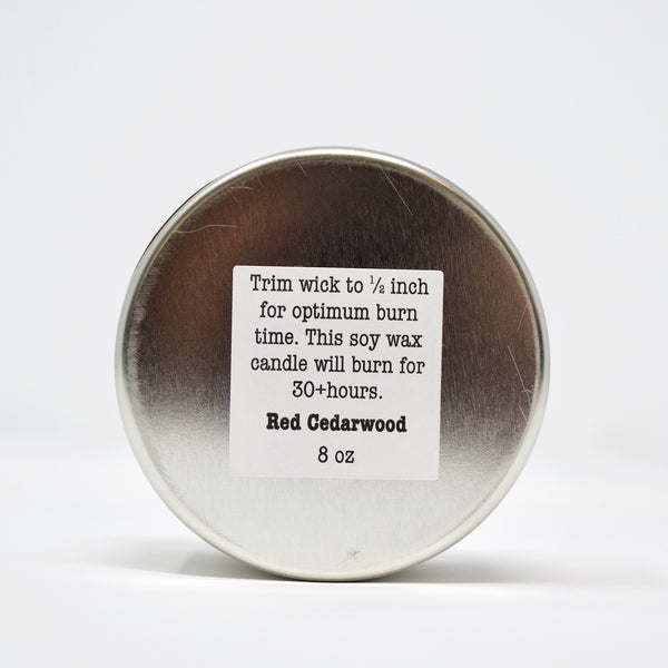 Sunburst candle red cedarwood label