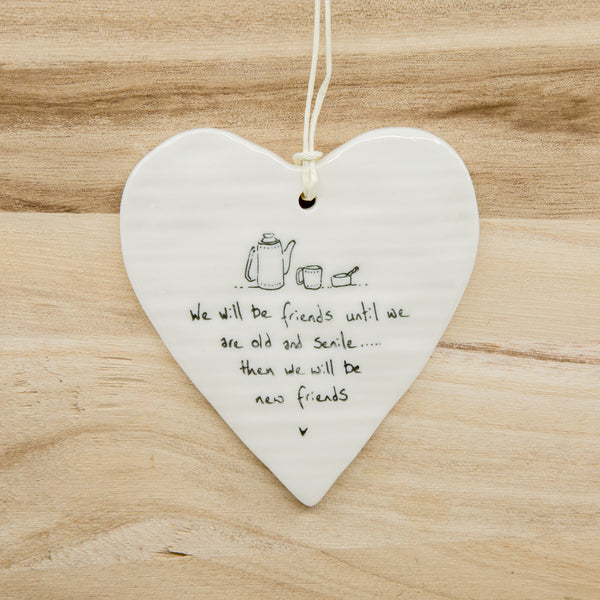 New Friends - Round Heart Porcelain Hanger