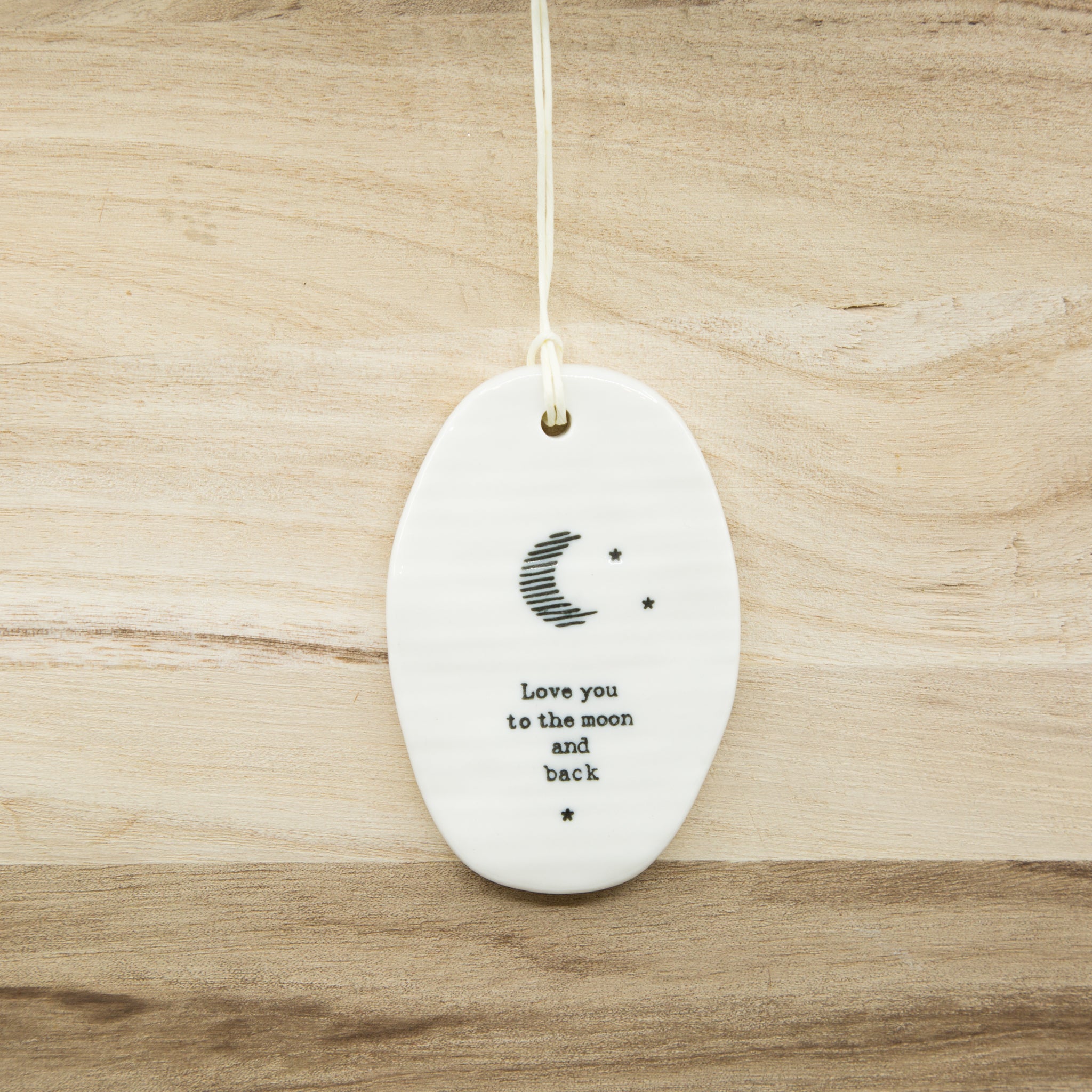 Love you to the moon and back- Oval Porcelain Hanger